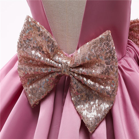 Girls Dresses Kids Summer Sleeveless Wedding and Birthday Party Sequin Bow Cake Vestidos Children Lace Smash Tutu Princess Dress