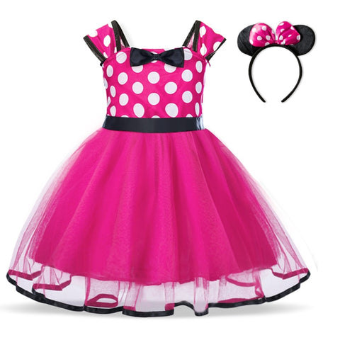 Fantasy Mini Mouse Baby Girl Dress Mini Mouse Cosplay Costume for Girls Christmas Party Princess Dress Kids Birthday Dot Dress