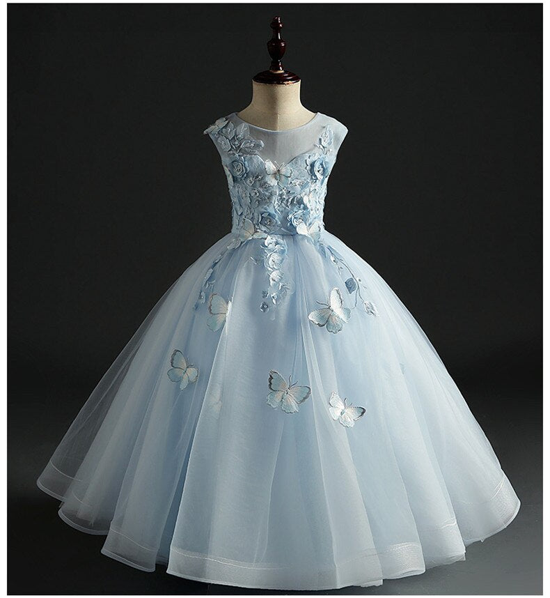 Luxury Girls Christmas Dress for Wedding and Party Gown Holy Communion Princess Dress Elegant Appliques Flower Girl Prom Costume