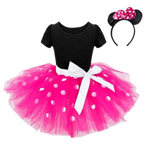Fantasy Mini Mouse Baby Girl Dress Mini Mouse Cosplay Costume for Girls Christmas Party Princess Dress Kids Birthday Dot Dress