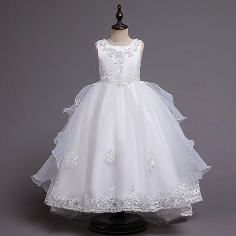 Tiered Ball Gown Baby Girl Birthday Party Christmas Dresses Children Girl Party Dresses Flower Comunion Gown Floor Length Dress