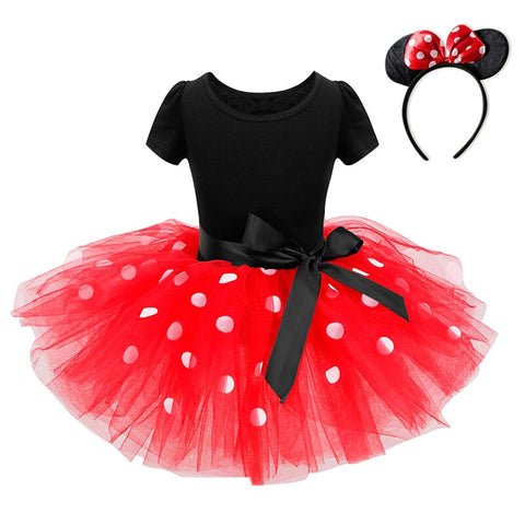 Fantasy Mini Mouse Baby Girl Dress Mini Mouse Cosplay Costume for Girls Christmas Party Princess Dress Kids Birthday Dot Dress
