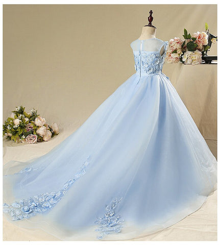 Luxury Girls Christmas Dress for Wedding and Party Gown Holy Communion Princess Dress Elegant Appliques Flower Girl Prom Costume