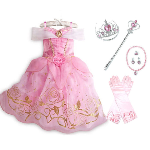Little Girl Rapunzel Costume Party Fancy Princess Dress Christmas Cosplay Belle Sleeping Beauty Cinderella Carnival Disguise