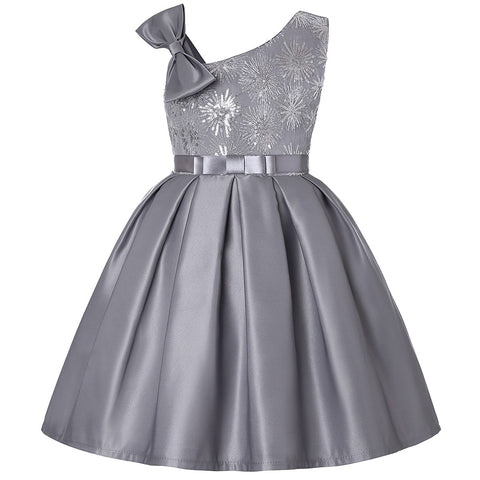 Girl Flower Sequins Christmas Dress for Kids Birthday Princess Party Clothing Toddler Infant Bow Children Dress for Girl Clothes