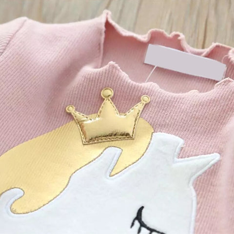 Baby Girl Cute Unicorn Dresses Spring Thin Style Knitted Girls Dress Christmas Party Star Mesh Princess Dress Children Clothing