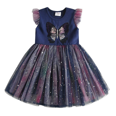 Kids Sleeveless Lace Drsses for Girls Party Dress Unicorn Embroidery Birthday Tutu Dresses Children Casual Wear Summer Vestidos