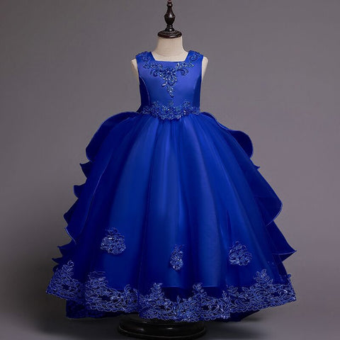 Tiered Ball Gown Baby Girl Birthday Party Christmas Dresses Children Girl Party Dresses Flower Comunion Gown Floor Length Dress