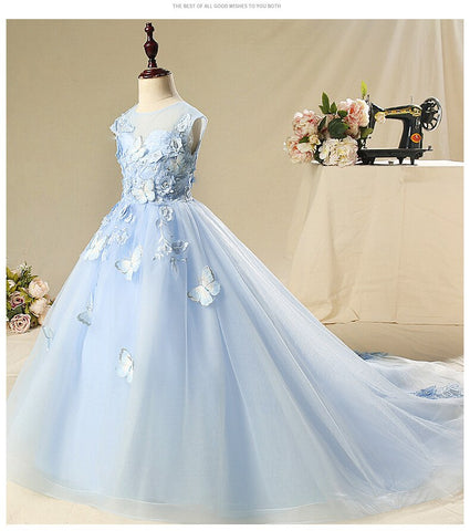Luxury Girls Christmas Dress for Wedding and Party Gown Holy Communion Princess Dress Elegant Appliques Flower Girl Prom Costume