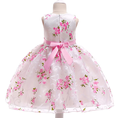 Kids Summer Dress For Girls Wedding Costume Floral Printing Birthday Princess Party Dresses 2-10 Years Children Girl Clothes