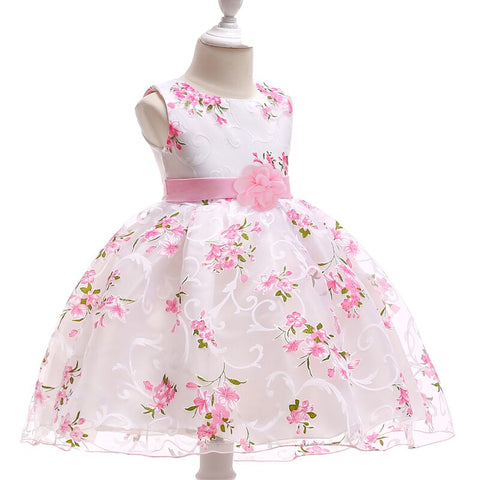 Kids Summer Dress For Girls Wedding Costume Floral Printing Birthday Princess Party Dresses 2-10 Years Children Girl Clothes