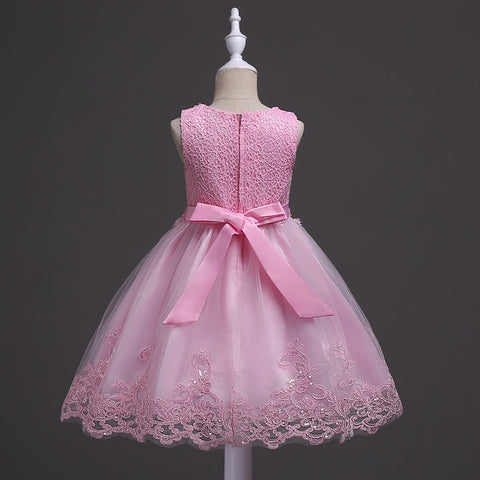 Girls Lace Flower Dress Pearls Children Wedding Party Dresses Kids Christmas Ball Gown Formal Baby Frocks Clothes Girl Carnival