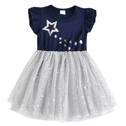 Kids Sleeveless Lace Drsses for Girls Party Dress Unicorn Embroidery Birthday Tutu Dresses Children Casual Wear Summer Vestidos