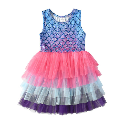 Kids Sleeveless Lace Drsses for Girls Party Dress Unicorn Embroidery Birthday Tutu Dresses Children Casual Wear Summer Vestidos