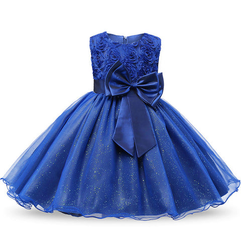 Baby Girls Dress Princess Party Dress  Flower Elegant Wedding Gown Big Bow Birthday Kids Dresses for Girls Children Tutu Dresses
