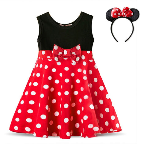Fantasy Mini Mouse Baby Girl Dress Mini Mouse Cosplay Costume for Girls Christmas Party Princess Dress Kids Birthday Dot Dress