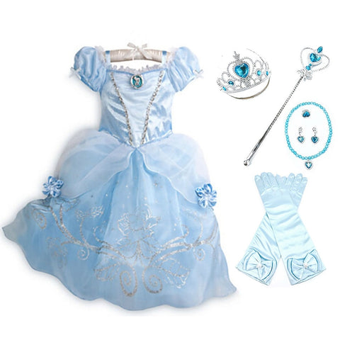 Little Girl Rapunzel Costume Party Fancy Princess Dress Christmas Cosplay Belle Sleeping Beauty Cinderella Carnival Disguise