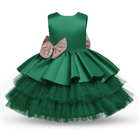Girls Dresses Kids Summer Sleeveless Wedding and Birthday Party Sequin Bow Cake Vestidos Children Lace Smash Tutu Princess Dress