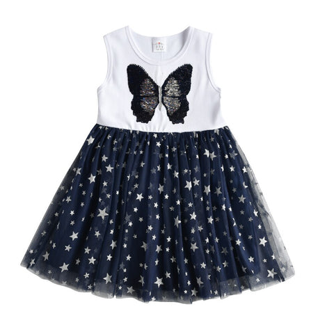 Kids Sleeveless Lace Drsses for Girls Party Dress Unicorn Embroidery Birthday Tutu Dresses Children Casual Wear Summer Vestidos