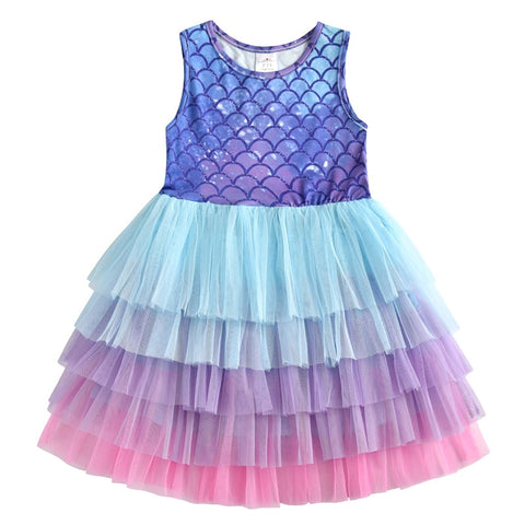 Kids Sleeveless Lace Drsses for Girls Party Dress Unicorn Embroidery Birthday Tutu Dresses Children Casual Wear Summer Vestidos