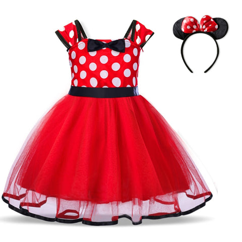 Fantasy Mini Mouse Baby Girl Dress Mini Mouse Cosplay Costume for Girls Christmas Party Princess Dress Kids Birthday Dot Dress