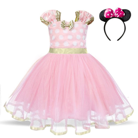 Fantasy Mini Mouse Baby Girl Dress Mini Mouse Cosplay Costume for Girls Christmas Party Princess Dress Kids Birthday Dot Dress