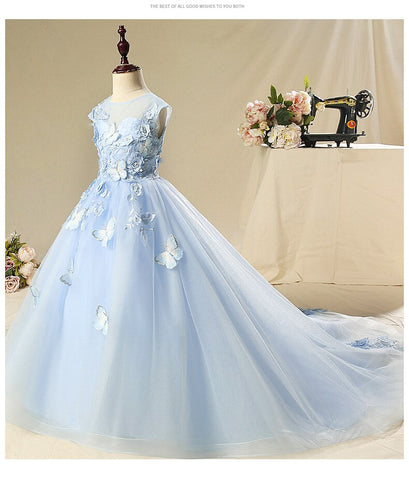 Luxury Girls Christmas Dress for Wedding and Party Gown Holy Communion Princess Dress Elegant Appliques Flower Girl Prom Costume