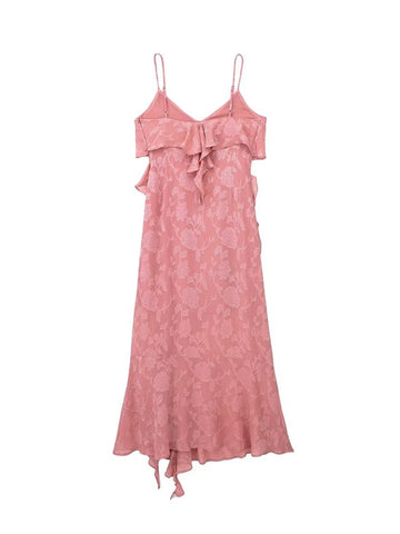 TRAF Summer Women Solid Camisole Dress 2023 New Female Deep V-Neck Layered Lace Decoration Spaghetti Strap Sheath Long Dress