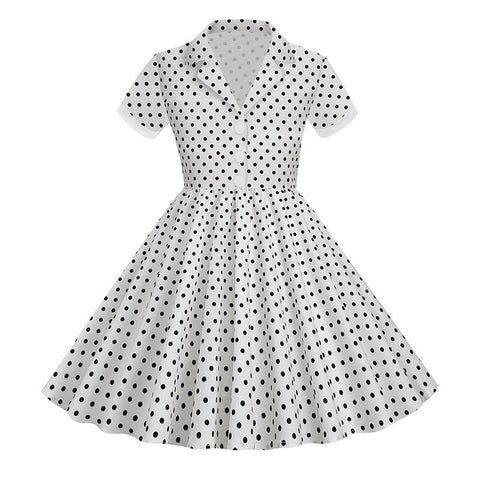 Kids Girls 50s Audrey Vintage Polka Dot Swing Party Rockabilly Dress Retro Peter Pan Doll Collar Wedding Casual Skater Dress