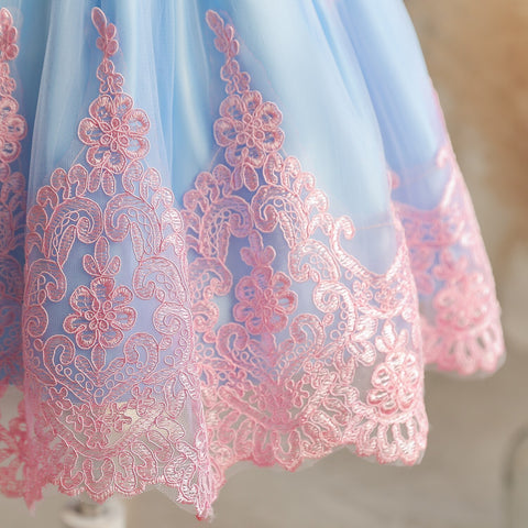 Summer Baby Girls Birthday Embroidery Floral Bow Dress Flower Girl Princess Evening Wedding Formal Gown Kids Party Gala Dresses