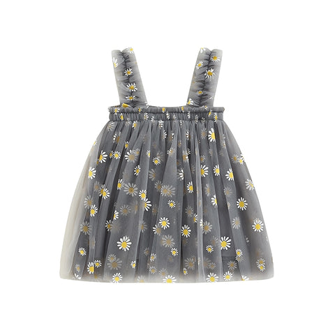 Toddler Dress Kids Girls Party 2023 Summer Sleeveless Daisy Floral Tutu Dress Layered Tulle Dress Princess Birthday Dresses