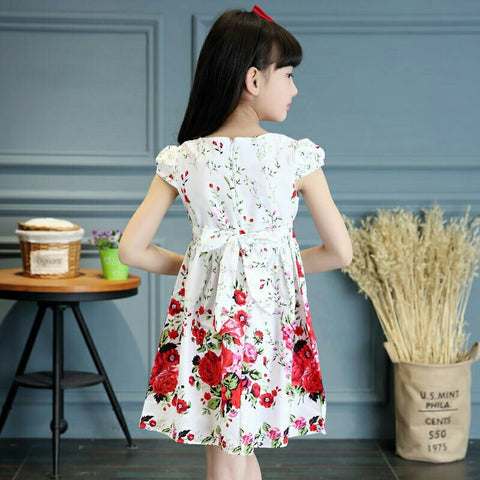 Flower Dress Girl Summer 2023 Birthday Party Sleeveless A-line Princess Tight Waist Dress Kids Clothes Girls 2 To 12 Zipper Cute