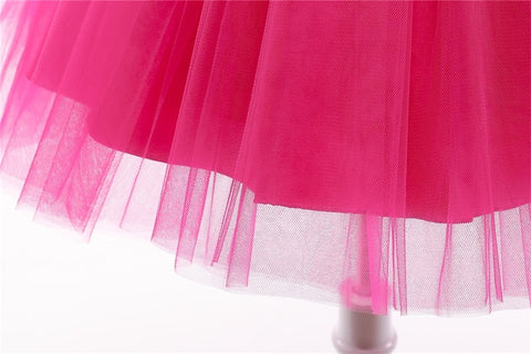 Girls Rose Red Party Princess Dress Kids Sequined Shiny Bithday Ceremony Clothes Children Tulle Ball Gown For Wedding Size 3-8T