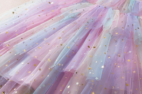 Girl Sequin Rainbow Princess Dress 3 6 8 Yrs Fancy Kids Unicorn Mesh Party Cake Clothes Toddler Girl Summer New Birthday Costume