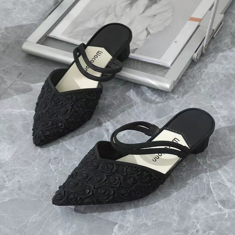 Thick Heel Sandals Plastic Material Waterproof Two Wear Slope Plastic Fashion Net Infrared Pointed Casual Shoes