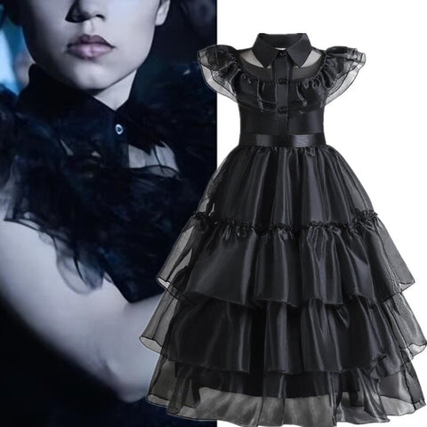 Wednesday Costume For Girls 2023 New Fancy Princess Dress Up For Kids Girls Tulle Party Dresses Carnival Cosplay Costumes