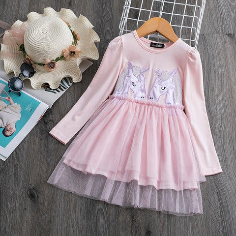 Girls Dress Embroidery Princess Party Autumn Spring Kids Children Clothes Elegant Purple And White 3-8T Lace Flower Girl Dresses