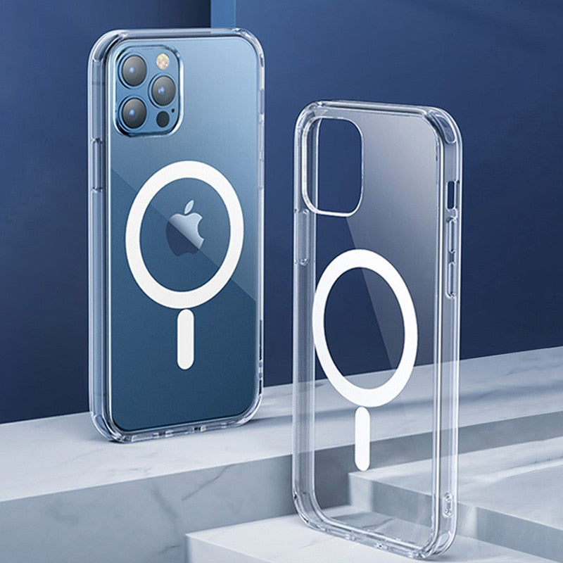 Clear Original Case For Magsafe For iPhone 15 14 13 12 11 Pro Xs Max XR Plus SE2 Magnetic Wireless Charging Hard Acrylic Cover