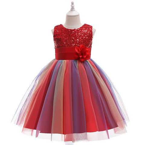 Girls Dress 2-12Y Sequins Mesh Princess Dress Poncho Dress Girls Dress Girls Birthday Party Dress Wedding Flower Girl Dress