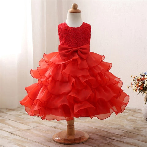 Flower Party Dress for Girl Sleeveless Elegant Birthday Princess Tutu Gown Wedding Evening Formal Prom Kid's Dresses for 3-10 Yr
