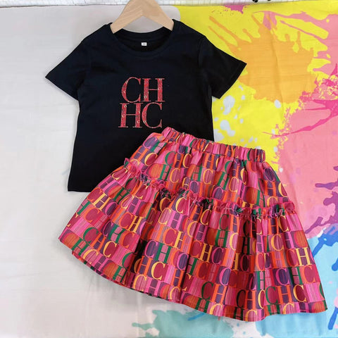 Light Luxury Children's Wear New Baby Girls' Dress Summer Fashion Breast Pin Letter Flying Sleeve Dress Cotton Evening Dress