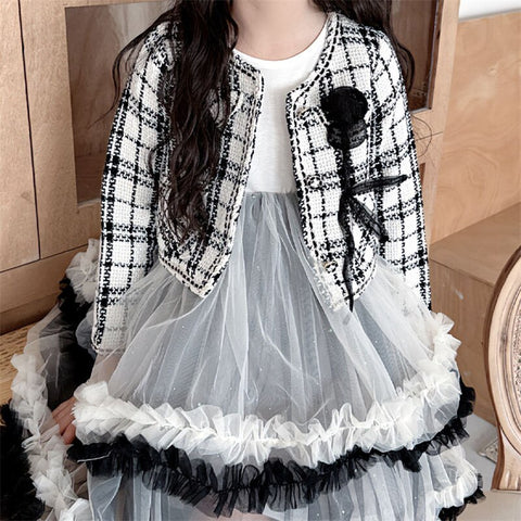 Princess Girls Clothes Set Spring Autumn Children Girls Outwear Coat +Tutu Dress 2pcs Vintage Sweet Outfits Suit for Girl 3-10y
