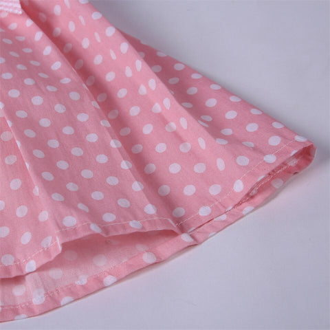 Pettigirl New Kids Princess Dresses for Baby Girls Summer Cotton Pink Polka Dot Dresses Clothese Size 2345681012Years & Hairband