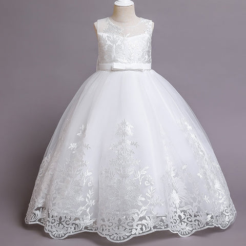 Girl Summer Lace Princess Dress Children Floral Gown Bow Dresses For Girls Clothing Kids Birthday Party Tutu Custome Vestidos