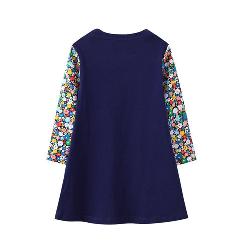 Jumping Meters Autumn Winter Children's School Dresses Long Sleeve Animals Embroidery Toddler Kids Frocks Costume Party Dress