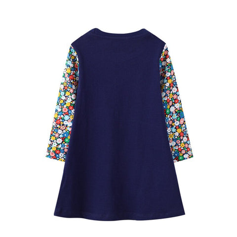 Jumping Meters Autumn Winter Children's School Dresses Long Sleeve Animals Embroidery Toddler Kids Frocks Costume Party Dress