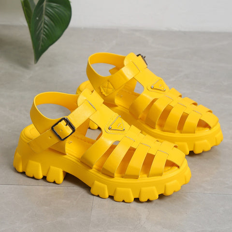 Summer Fashion Gladiator Women Narrow Band Cross-tied Platform Square Heel Peep Toe Rome Design Sexy Mature Shoes Ladies Female