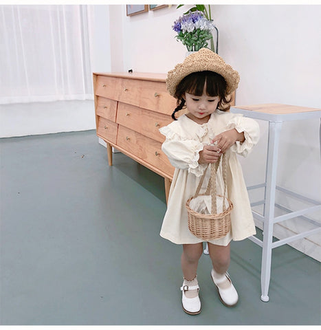 Girls Summer Dress Solid Color Girl Child Dress Long Sleeve Children Party Dresses Casual Style Costumes For Girls