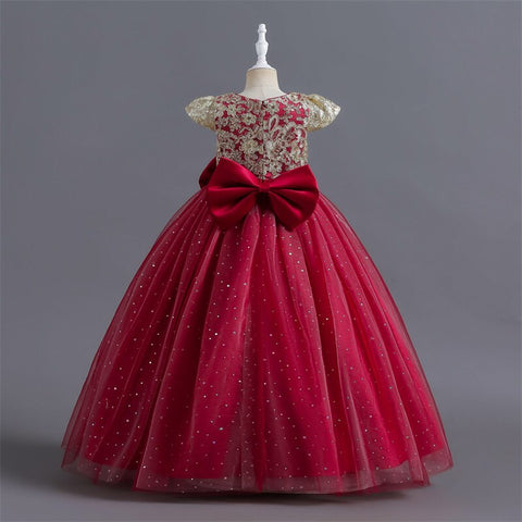 Baby Girl Dress Sequin Big Bow Birthday Party Wedding Dress For Girl Princess Evening Dresses Kids Clothes 4-14 Years