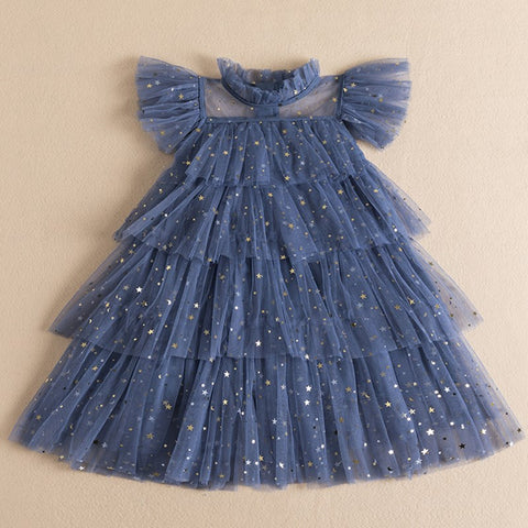 Girl Sequin Rainbow Princess Dress 3 6 8 Yrs Fancy Kids Unicorn Mesh Party Cake Clothes Toddler Girl Summer New Birthday Costume